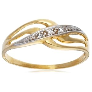 9ct Yellow Gold AMR311852 Ladies 0.015ct Diamond Band Ring Size P