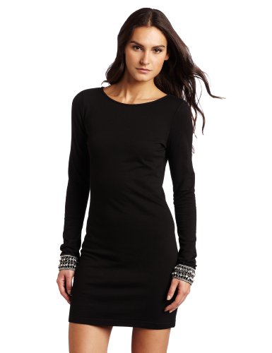 Twisted Heart Women's Diamond and Chain Long Sleeve Dress with Crystal Cuffs