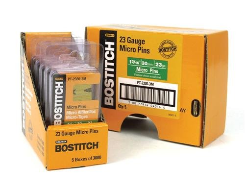 5 Pack Bostitch PT-2330-3M 1-3 16 23-Gauge Headless Pin - 3000 per Package
