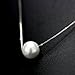 DACHMA Silver Plated Necklace Chain White Simulated Single Pearl Pendant Necklace,18Inch