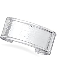 MMA Silver - 27mm Hammered Cuff Bracelet with Polished Edge