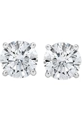 PARIKHS Round Bright White Diamond Stud in Promo Quality in Screw back, 14K White, Yellow & Rose Gold (GHI color, I3 clarity)