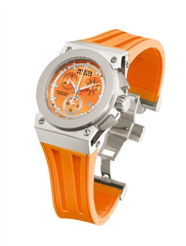 Invicta Akula Reserve 5543 Chronograph Sapphire Orange Dial Stainless Steel Plating Rubber Band Unisex Watch