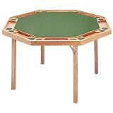Kestell Natural Wood Octagonal Poker Table with Green Vinyl Top