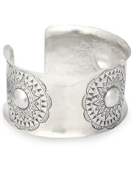 Sterling silver cuff bracelet, Tribal Sunflower - Handmade Floral Sterling Silver Cuff Bracelet