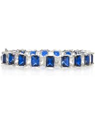 Emerald Shape Stone with Syn. Sapphire & White CZ Bangle