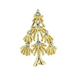Christmas Gold Tone Rhinestone Tree Pin Brooch