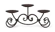 17" Brown Rustic Scroll Design Iron Three-Pillar Candle Holder Stand