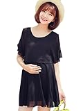 【TPGROWIN】 マタニティ ウェア 授乳服 ワンピース シフォン 授乳口付き 肩出し エレガント 出産 授乳 外出着 妊婦服 全4色 (XL, ブラック)