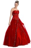 Ball Gown Formal Prom Strapless Wedding Dress #665 (16, Red)