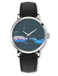 SPRAWL Aanalog Fashion Series Silver Ladies Watches of Genuine Black Leather Strap,Unique Wrist Watch for Women Girls Designed with giving love