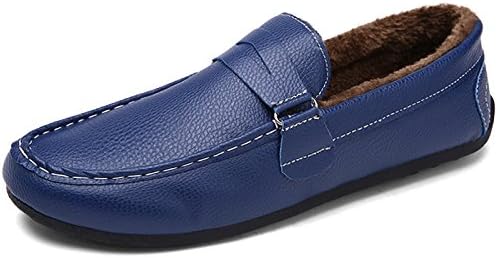 SITYLE Men's Fashion Winter Driving Shoes Suede Leather Slip On Loafter,US 10,sky blue