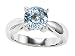 1.35 cttw 925 Sterling Silver 14K White Gold Plated Lab Created Round Aquamarine Engagement Ring - Gold Plated Silver