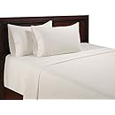 Color Sense Egyptian Cotton 325 Thread Count Satin Sheet Set, Twin, White