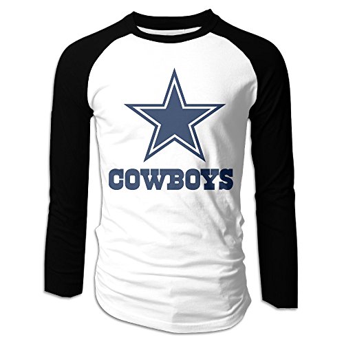 Creamfly Mens Dallas Blue Star Long Sleeve Raglan Baseball Tshirt