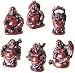 LAUGHING BUDDHA - STATUES - 6 FIGURINES SET - RED