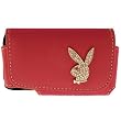 Licensed Pink Playboy Horizontal Cellphone Pouch Lined in a Black Bunny Print with Magnetic Flap to Secure phone