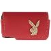 Licensed Pink Playboy Horizontal Cellphone Pouch Lined in a Black Bunny Print with Magnetic Flap to Secure phone
