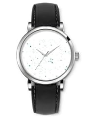 SPRAWL Aanalog Fashion Series Silver Ladies Watches of Genuine Black Leather Strap,Unique Wrist Watch for Women Girls Designed with Bullets with blue shadow