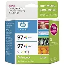 Original HP 97 Tri-color Ink Cartridge (2-Pack) in Retail Packaging