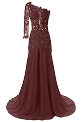 Sexy One Shoulder Mermaid Chiffon Applique Lace Evening Dress/Prom Dress/Party Dress 