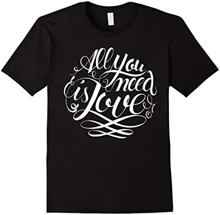 Men's All you need is Love T Shirt Heart Valentine's Day gift Large Black