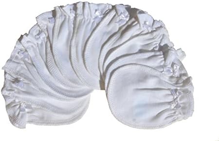 Soft White - 6 Pairs Cotton Newborn Baby/infant No Scratch Mittens Gloves