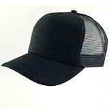 NWT COTTON 5 PANEL MESH TRUCKER URBAN SKATE CAP / HAT BLACK ** Medium / Large