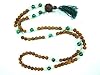 Yoga Mala- Rudraksha Green Jade, Moon Stone Spiritual Meditation Mala- Bring Fortune
