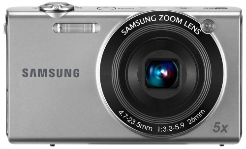 Samsung SH-100 Digitalkamera (nur MicroSD/SDHC-Karte, 14,2 Megapixel, 5-fach opt. Zoom, 7,6 cm (3.0 Zoll) Touchscreen, bildstabilisiert, WLAN, Android App) silber
