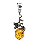 Honey Amber and Sterling Silver Small Grapevine Pendant