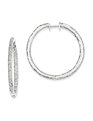 14k White Gold Diamond In-Out Hinged Hoop Earrings Diamond quality AA (I1 clarity, G-I color)