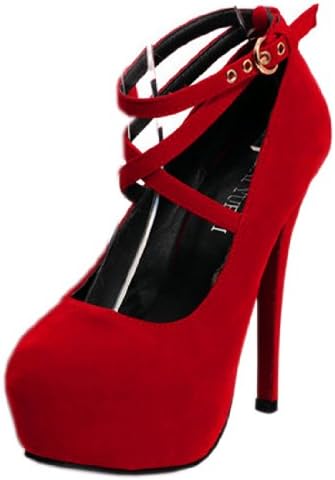 Harshiono Womens Platform Pumps Sexy Fashion Strappy Buckle Stiletto High Heels Shoes