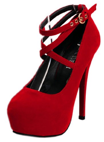 Harshiono Womens Platform Pumps Sexy Fashion Strappy Buckle Stiletto High Heels Shoes