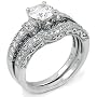 Sterling Silver Cubic Zirconia CZ Wedding Engagement Ring Set