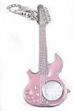 Geneva Large Rock N Roll Pink Electric Guitar Key Chain Watch Charm with Clip