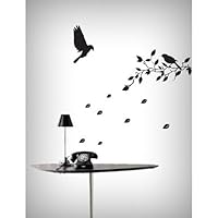 Flying Birds and Tree Removable Vinyl Home Wall Art Sticker Decals