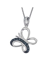 1/5 CT Blue Diamond Pendant in Sterling Silver