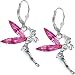 .925 Sterling Silver Pink Cubic Zirconia Fairy Earrings