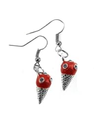 Jewelry: Silver Plated Ice Cream Cone Design Jewelry Earrings - U.S.A
