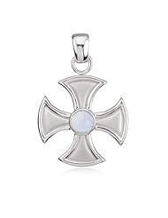 14 Karat White Gold and Chalcedony Maltese Cross Pendant