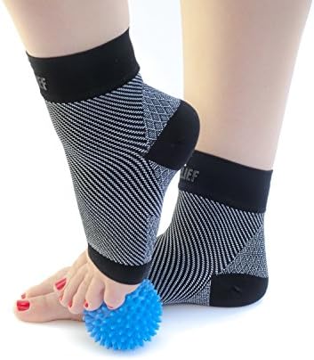 Best Pair of Plantar Fasciitis Compression Foot/Ankle Sleeves/Socks for Men &amp; Women - FREE Bonus Massage Ball Included - Relief from Heel and Foot Pain