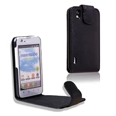 MaryCom PREMIUM QUALIT�T Leder Handytasche schwarz f�r LG P970 OPTIMUS BLACK Smartphone + gratis Displayschutzfolie / LTS P970