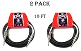 Hosa 10 Ft Standard Guitar/Instrument Cable, Straight to Straight [GTR-210] Set of 2