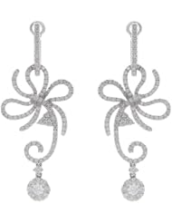 14k White Gold 1.98 Carat Diamond Filigree Earrings
