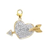 14k Gold Diamond Heart with Arrow Charm (1/10 cttw)