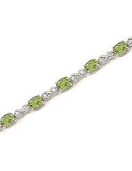 14kt Yellow Gold Oval Peridot and Diamond Bracelet