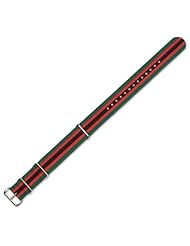 NATO Ballistic Nylon Watch Band - Dark Green with Red & Black stripes - 20mm