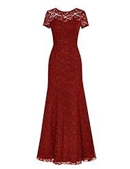 Scoop Neck Lace Mother-of-the-Bride Dress 