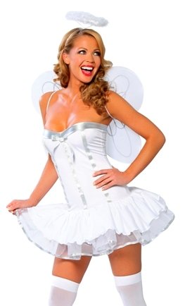 Sexy Adult Womens Halloween Costumes White Angel Dress Wings Halo Heaven Costume Theme Party Outfit